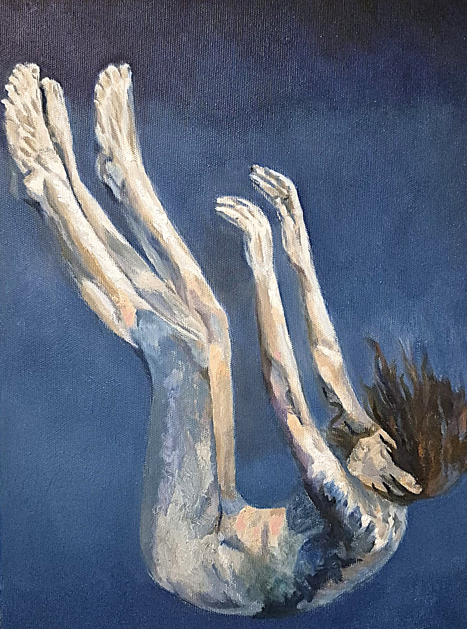 Enough - Oil on canvas painting exploring dynamic composition and expressive line work