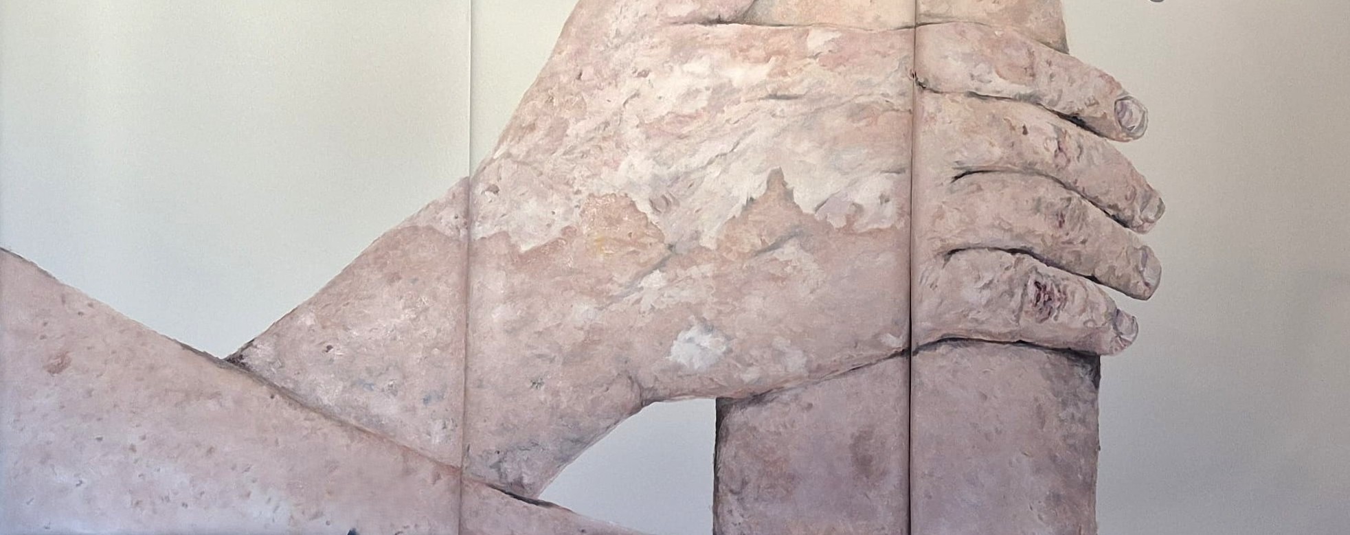 Intent - Triptych oil painting exploring physical direction, alignment, and shared resolve