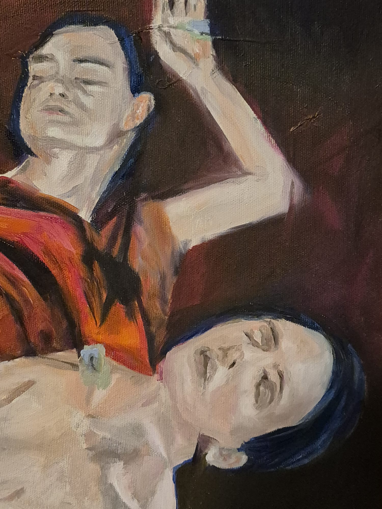They - Oil on canvas figurative painting mapping an unspoken shared language