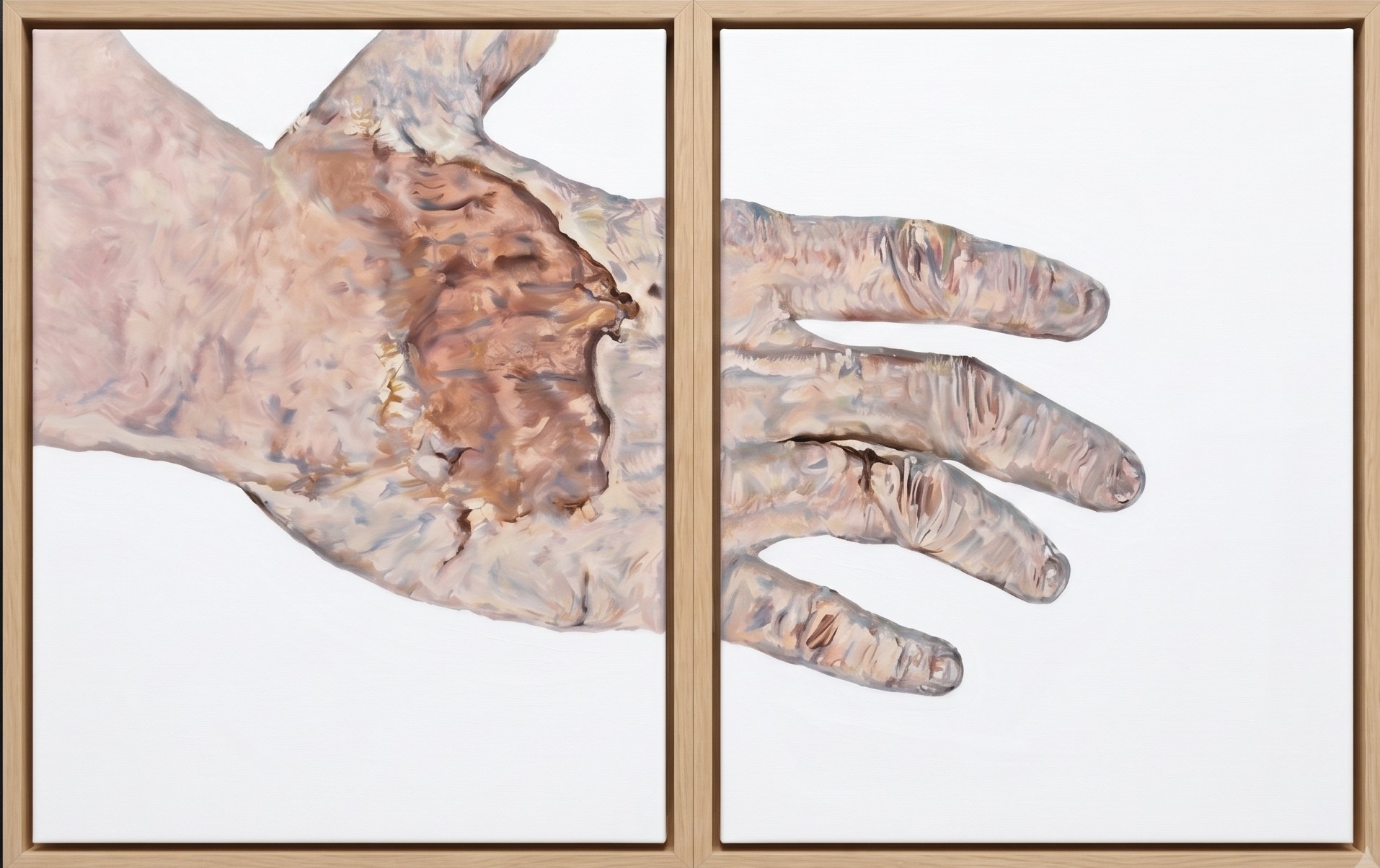Touch - Diptych oil painting exploring proximity, physical contact, and unspoken dialogue